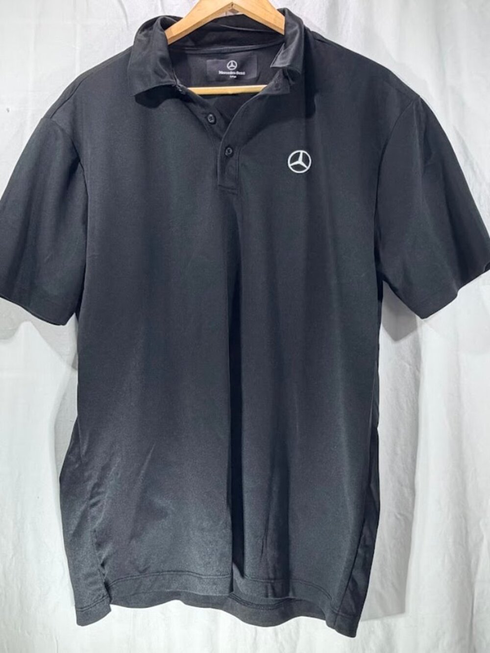 Mercedes-Benz Polo Shirt Mens L Black Short Sleeve Logo Performance Golf Luxury